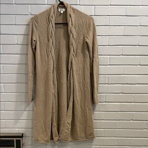 Neiman Marcus Long Tan Cashmere Cardigan